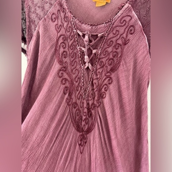Sakkas Egan Magenta Long Embroidered Caftan Dress Embroidered Sleeves One Size - Picture 6 of 16
